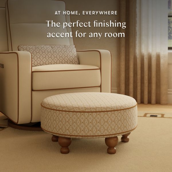 Astre Ottoman by Nate Berkus in Performance Bronze Star Eco-Crossweave with Toffee Feet