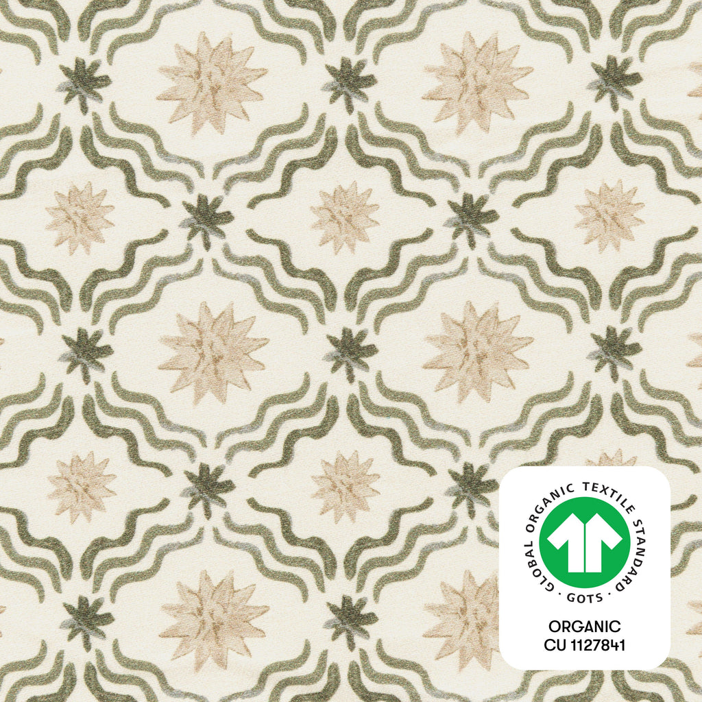 Crib Sheet in GOTS Certified Organic Brushed Cotton by Nate Berkus in Juniper Star