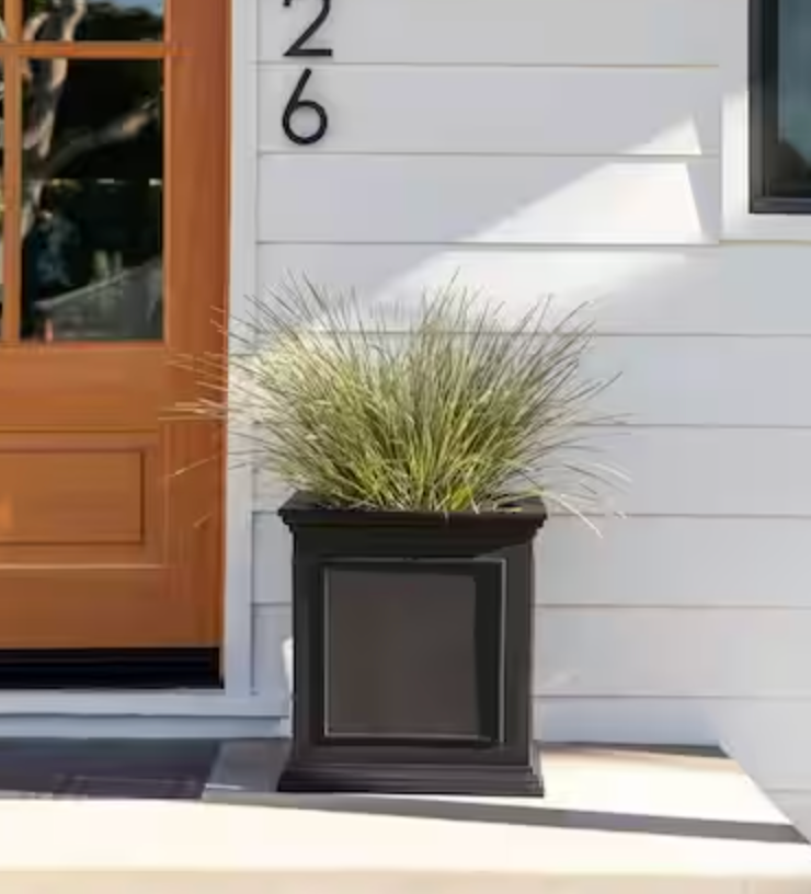 Brixton Series 20 in. Cube Black Plastic Planter