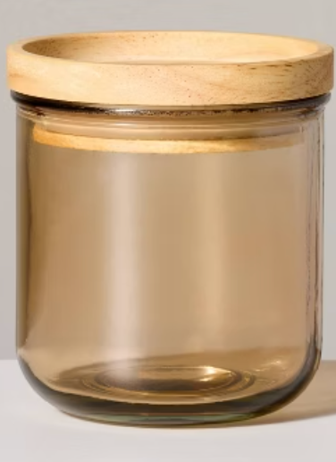 11.8oz Tinted Glass Kitchen Storage Jar with Wood Lid Tan Glass - Hearth & Hand™ with Magnolia