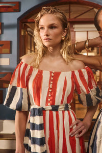 The Lucy Dress in Lighthouse Stripe Red.