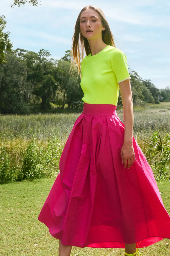 Lee Top in Neon Yellow with Cream