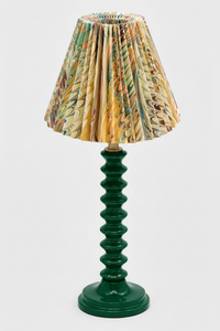 10" hand-marbled pleated empire lamp with dark green ribbed base