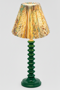 10" hand-marbled pleated empire lamp with green ribbed base