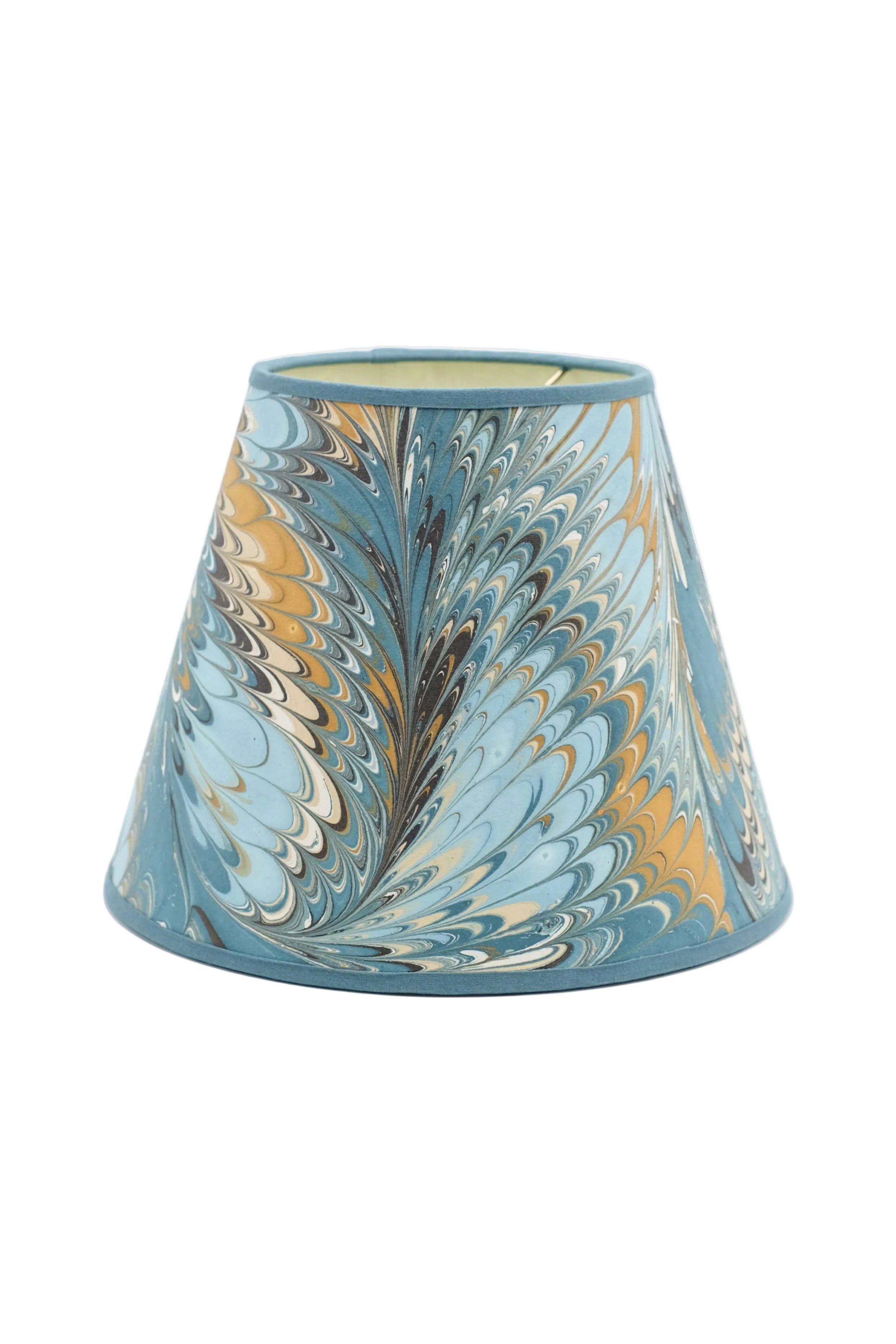 10 inch Hand-Marbled Empire Lampshade featuring Nila Feathers marbling pattern