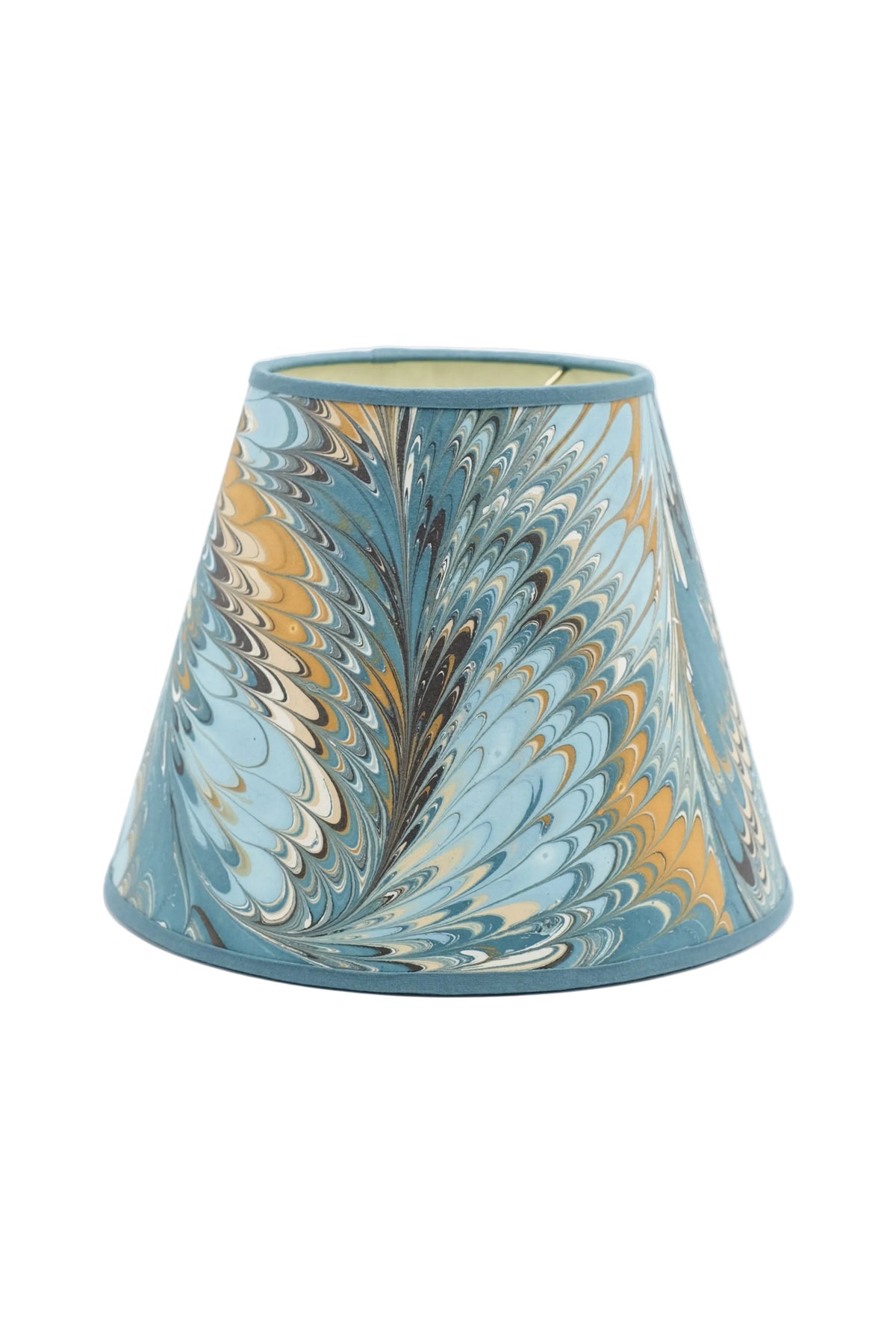 10 inch Hand-Marbled Empire Lampshade featuring Nila Feathers marbling pattern