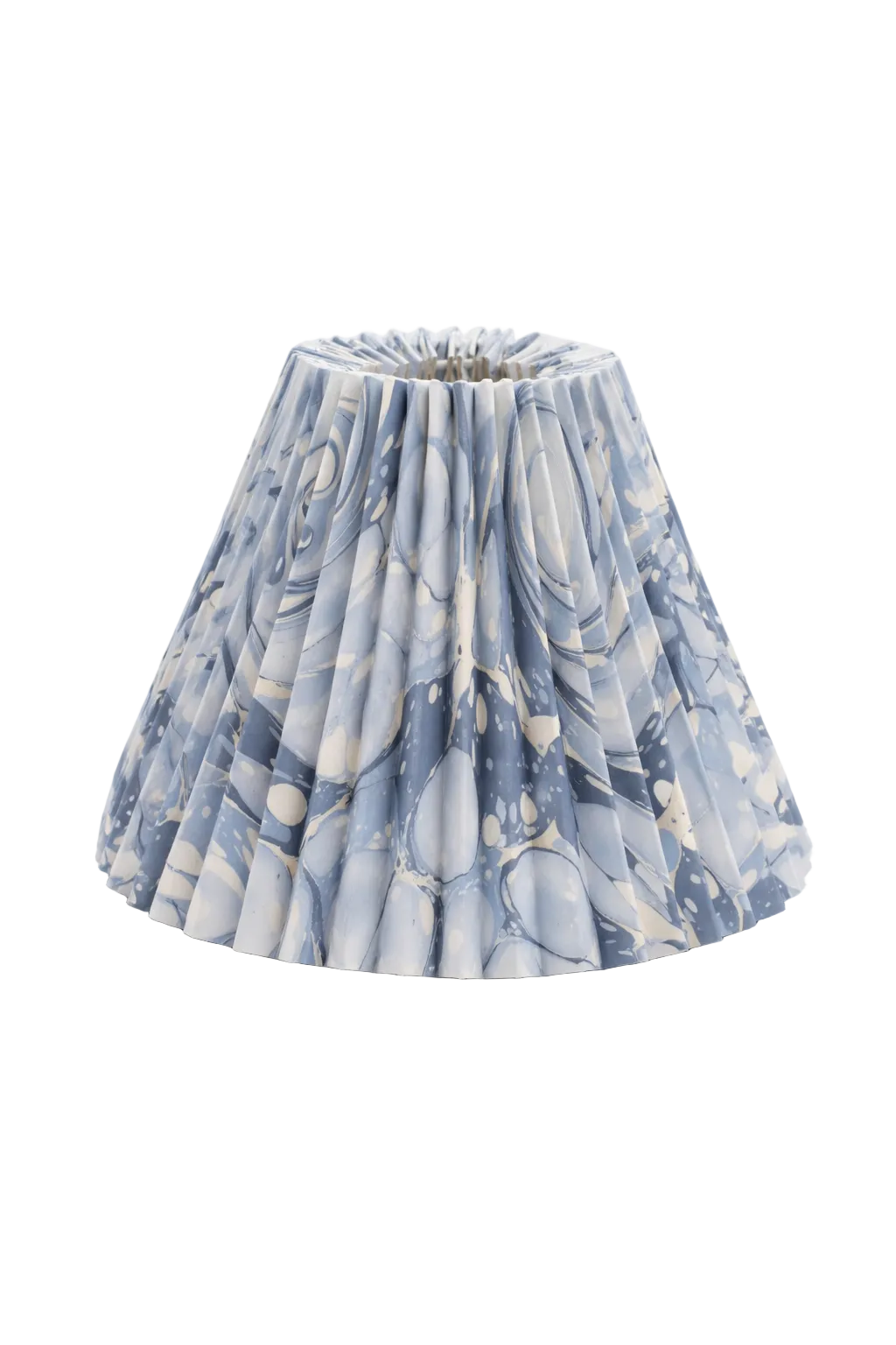 10 inch hand-marbled pleated lampshade with blue and white ocean wave patterns