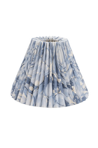 10 inch hand-marbled pleated lampshade with blue and white ocean wave patterns