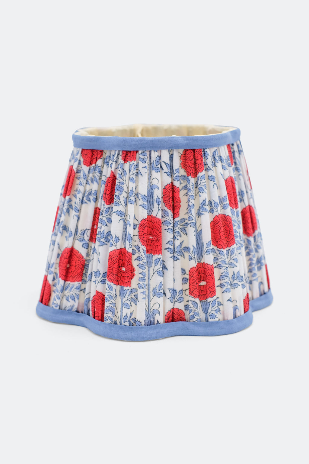 10" Pleated Scalloped Flower Lampshade in Blockprint