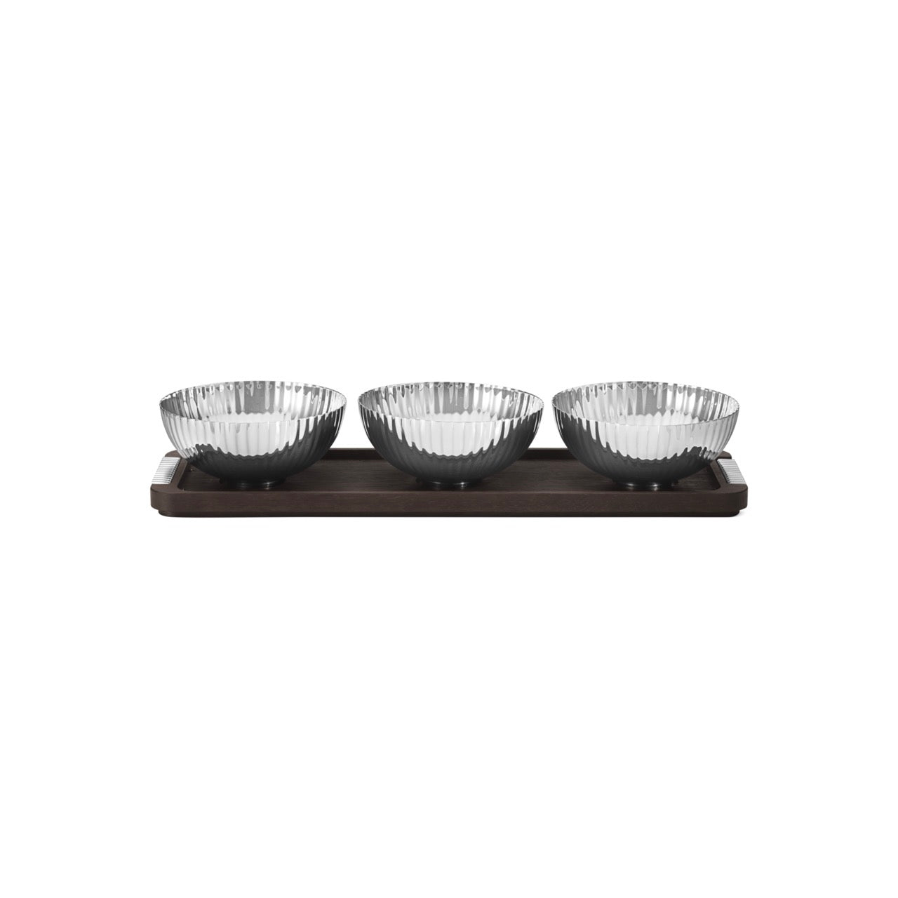 Bernadotte Triple Bowl Set in Stand Wood & Stainless Steel