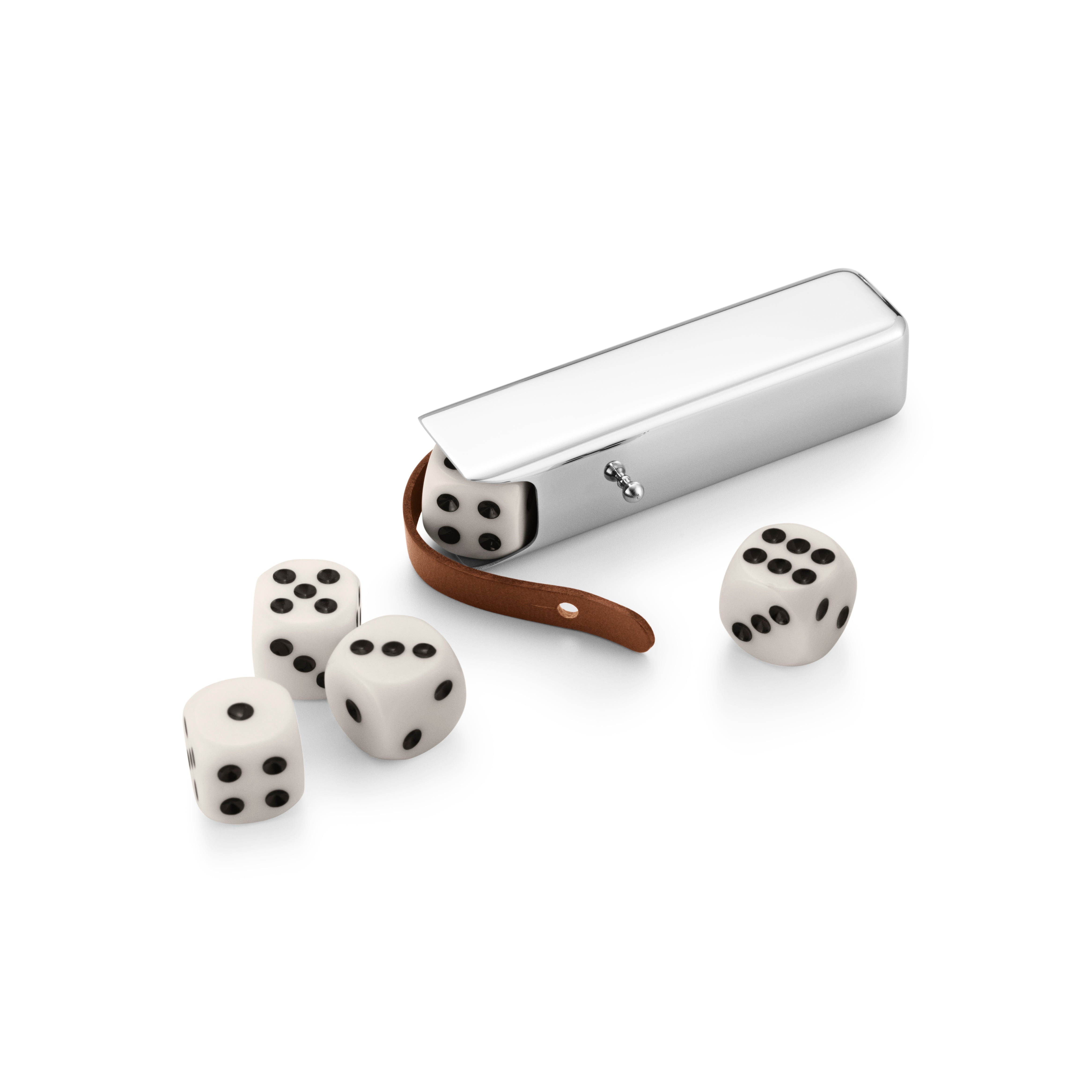 Sky 5 Dice Set, Leather & StainleSS Steel