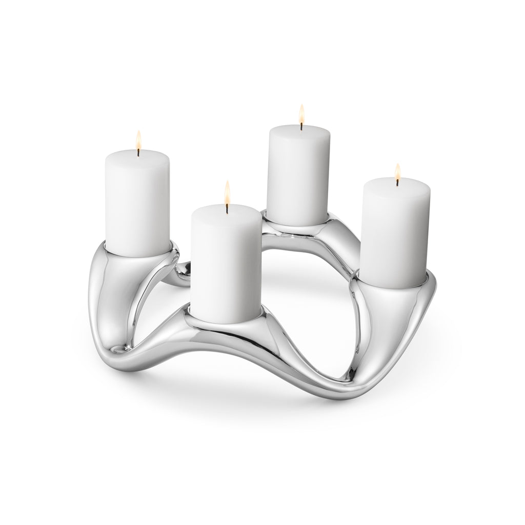 Cobra Round Candleholder in Stainless Steel, Mirror