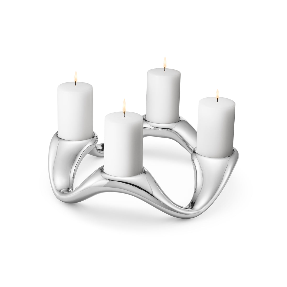 Cobra Round Candleholder in Stainless Steel, Mirror
