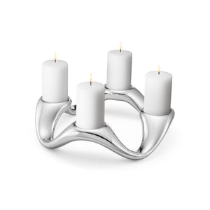 Cobra Round Candleholder in Stainless Steel, Mirror