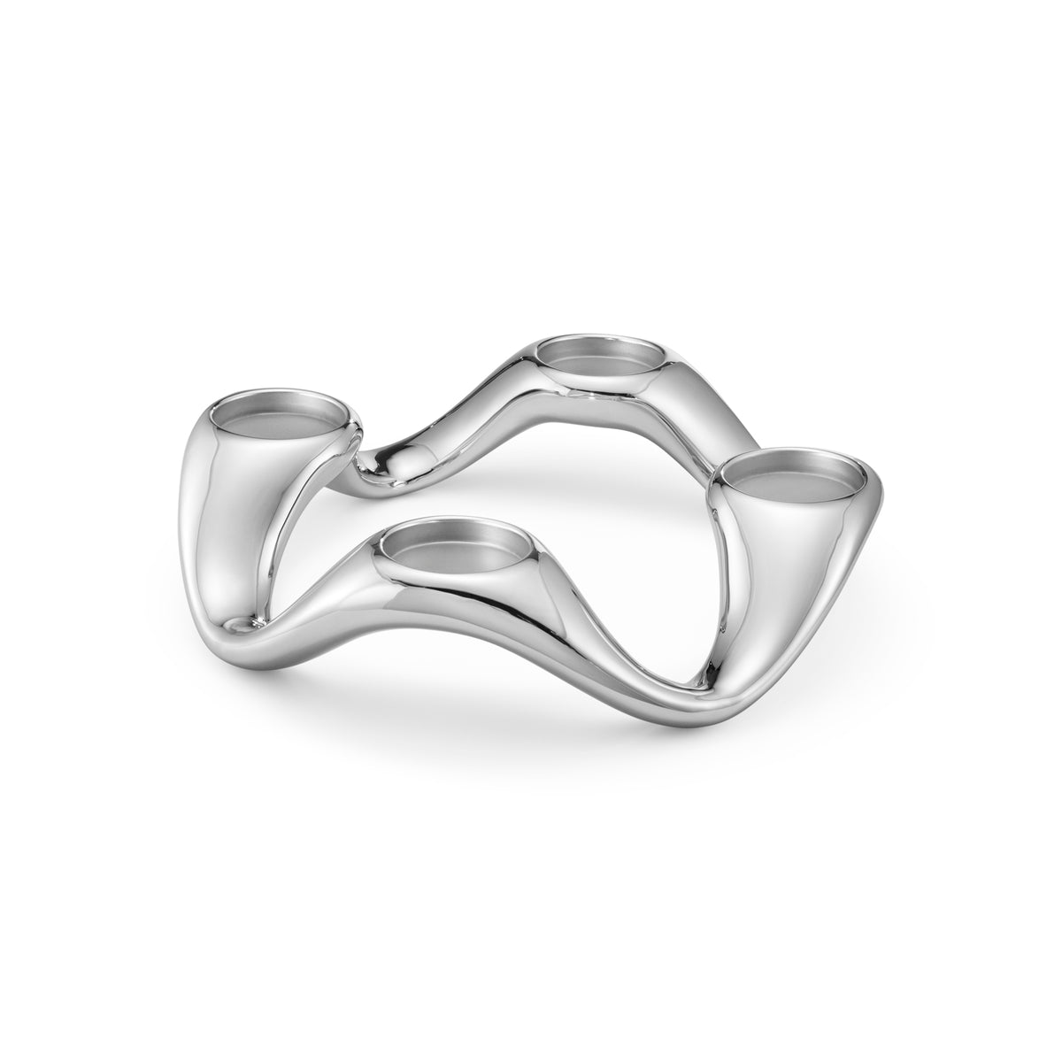 Cobra Round Candleholder in Stainless Steel, Mirror