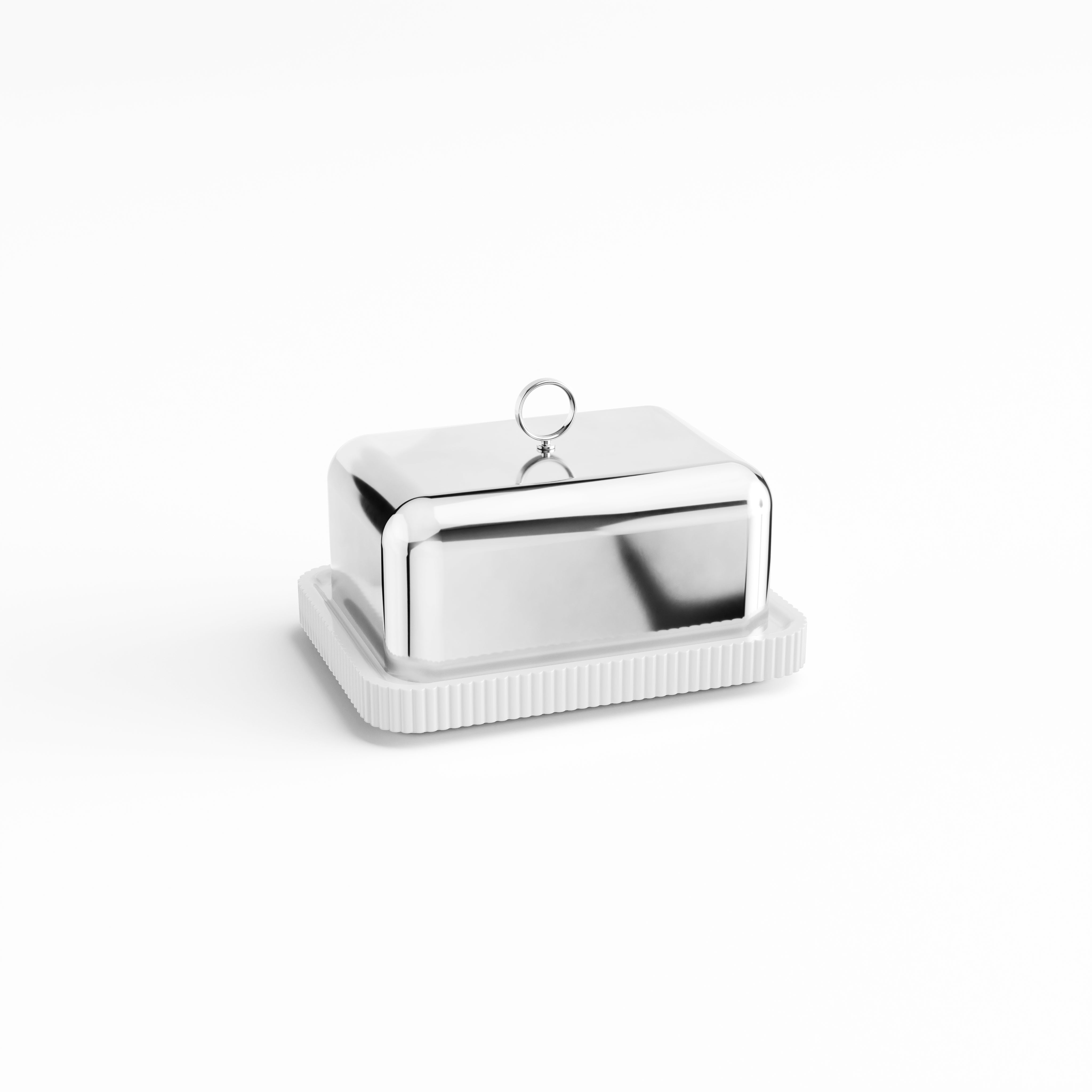 Bernadotte Butter Dish, Porcelain & Stainless Steel