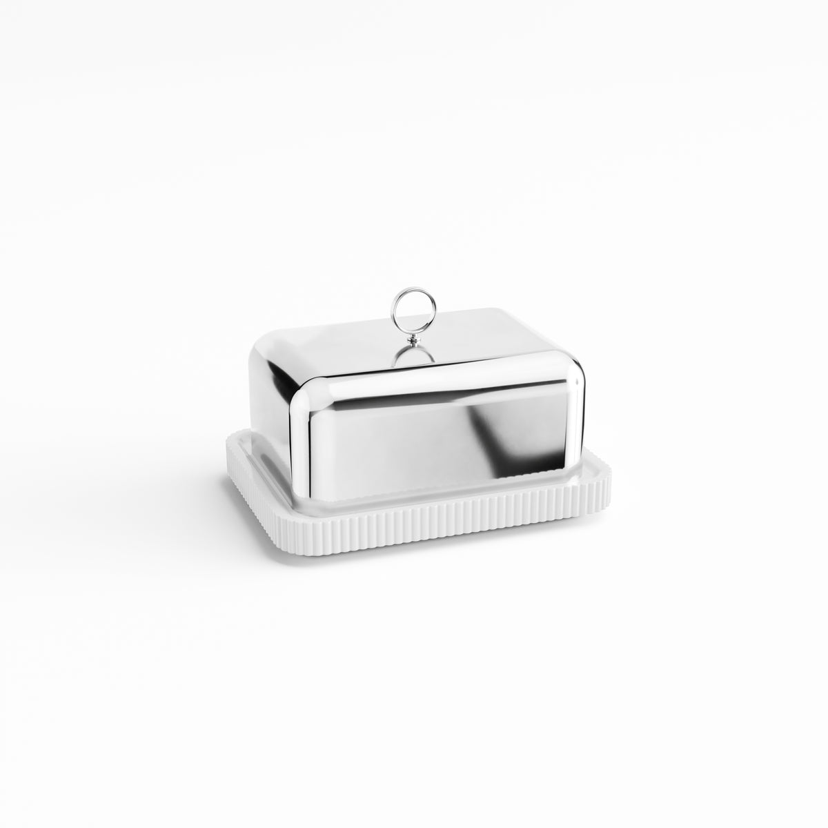 Bernadotte Butter Dish, Porcelain & Stainless Steel