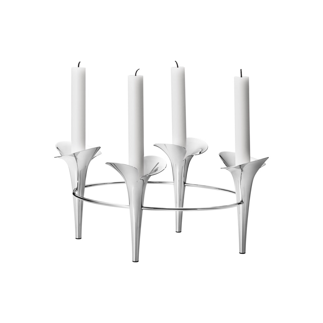 Bloom Botanica Taper Candleholder in Stainless Steel, Set of 4