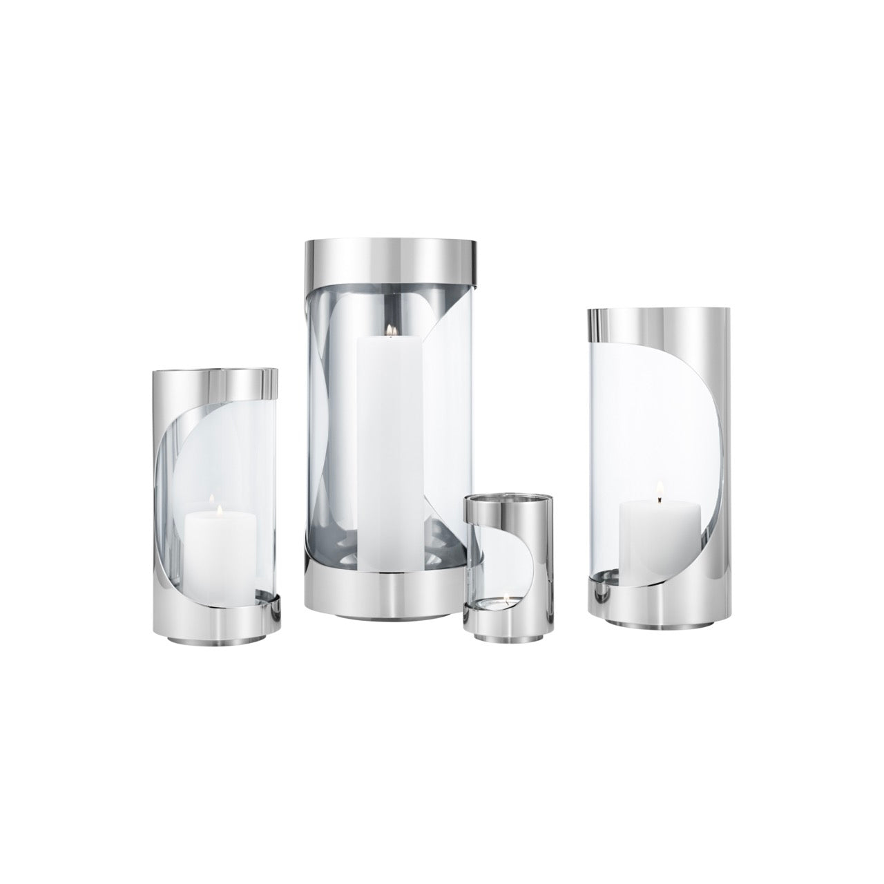 Chrome Contours Tea Light in Stainless Steel & Glass