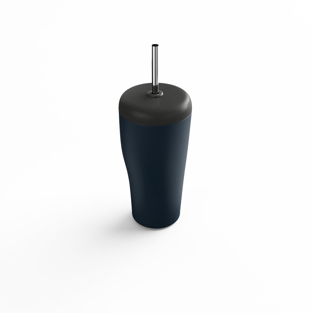 Sky Travel Cup with Straw Blue Stainless Steel and Plastic