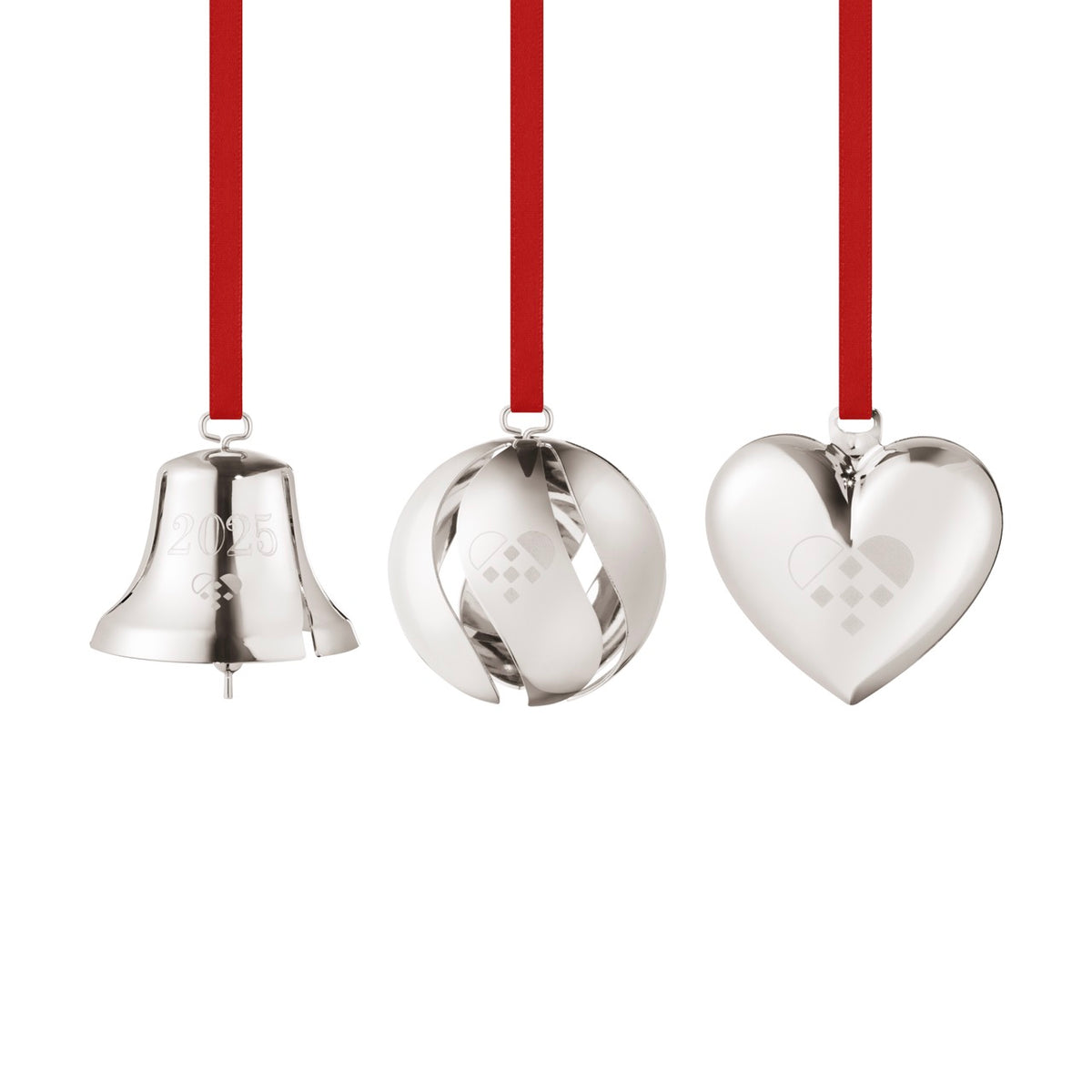 2025 Gift Set Bell Ball Heart 3 pcs Palladium Brass