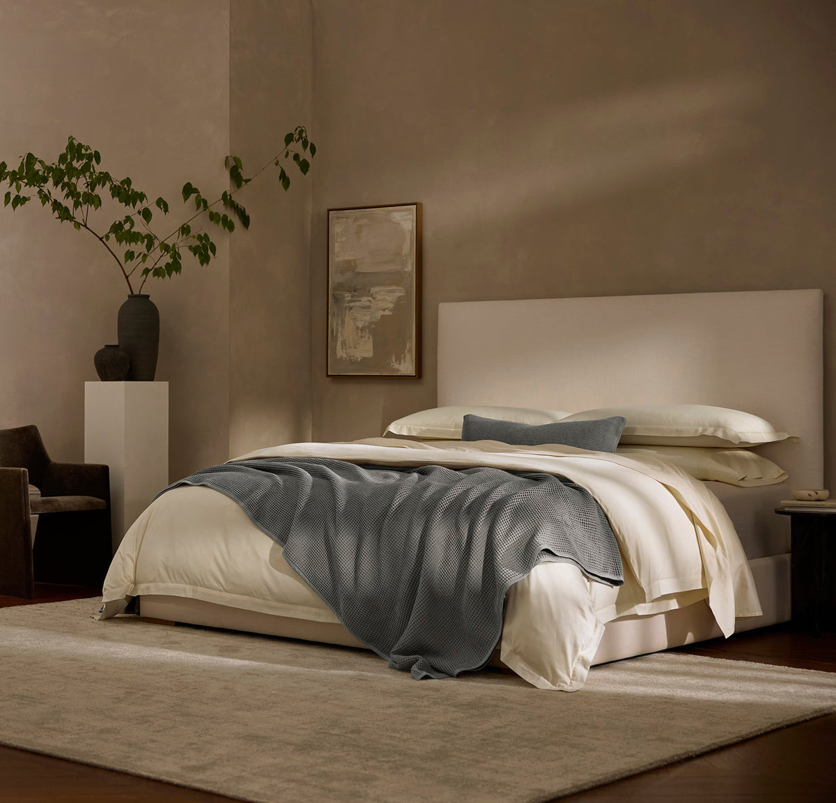 Waffle Bed Blanket in Stone