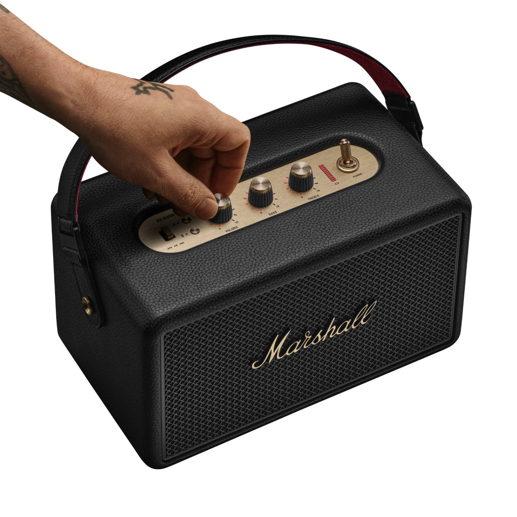 Kilburn III Portable Bluetooth Speaker in Black & Brass