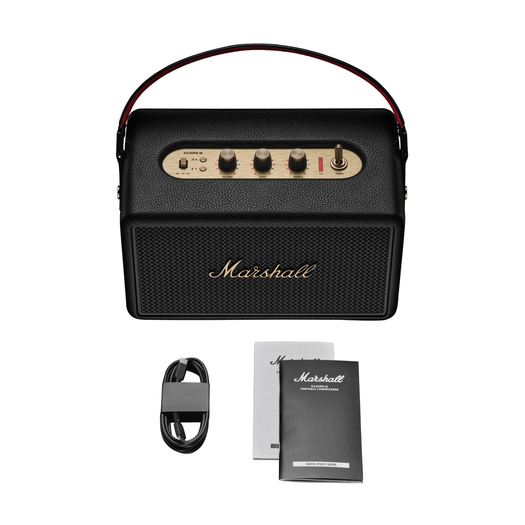 Kilburn III Portable Bluetooth Speaker in Black & Brass