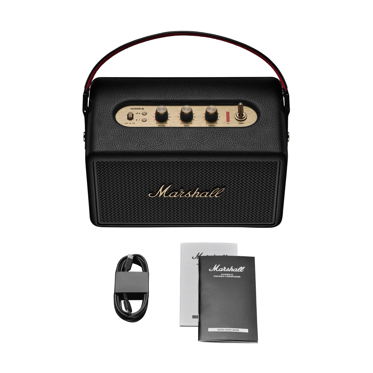 Kilburn III Portable Bluetooth Speaker in Black & Brass