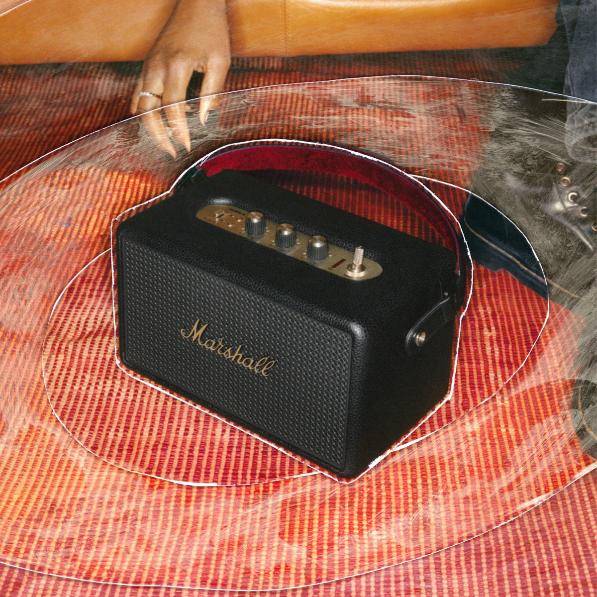 Kilburn III Portable Bluetooth Speaker in Black & Brass