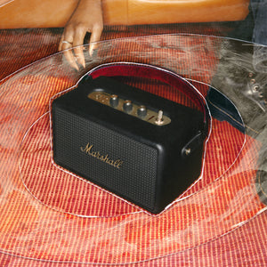 Kilburn III Portable Bluetooth Speaker in Black & Brass
