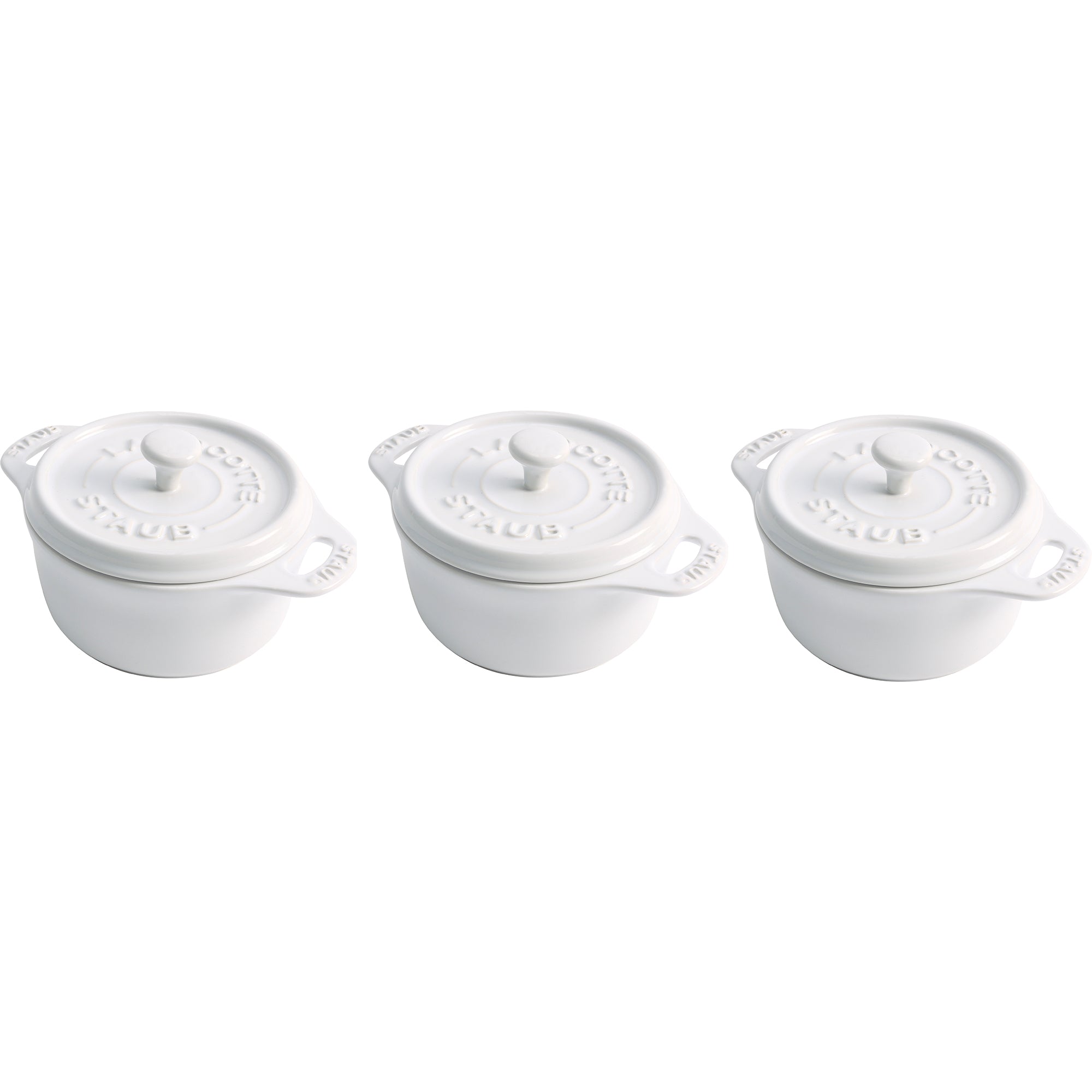Ceramic Mini Round Cocotte Set, Set of 3