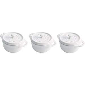 Ceramic Mini Round Cocotte Set, Set of 3