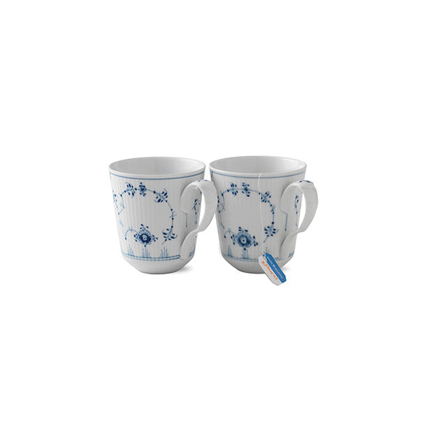 Blue Fluted Plain Mug, 12.5Oz. Set/2