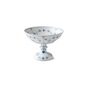Blue Fluted Plain Footed Bowl 8.25"