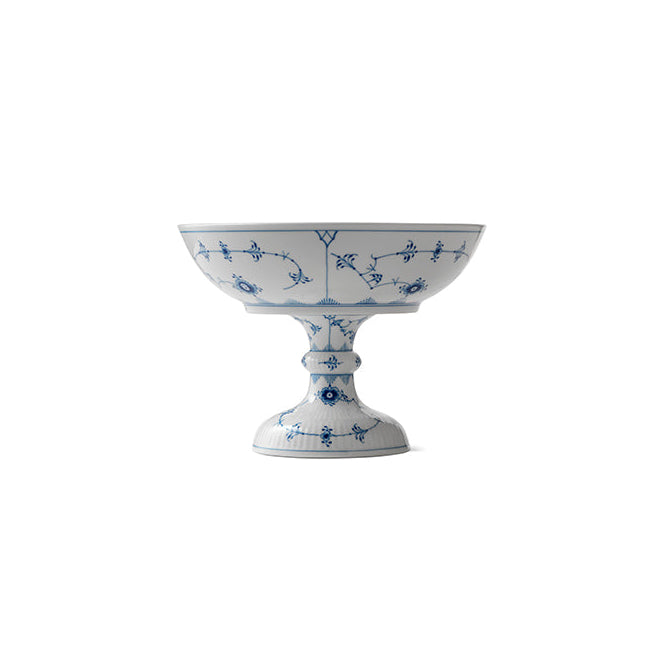 Blue Fluted Plain Footed Bowl 8.25"