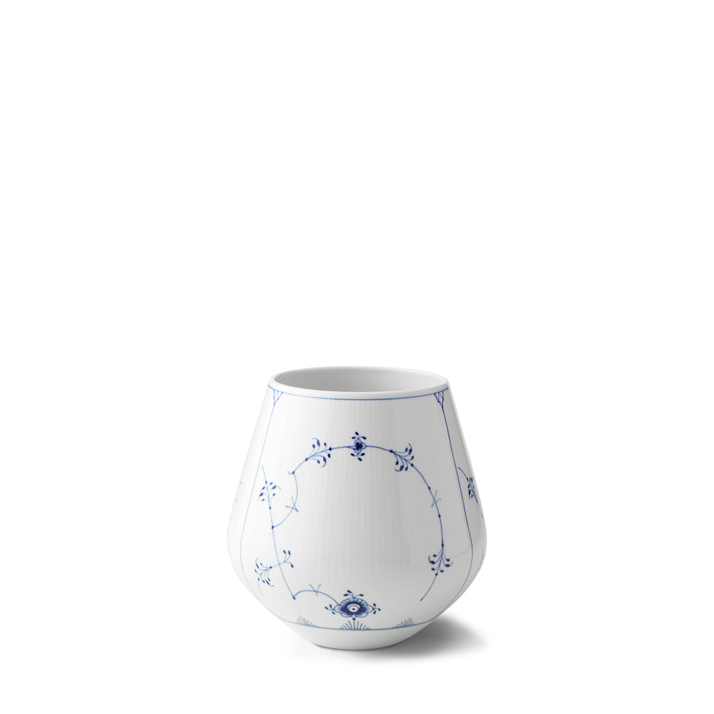 Blue Fluted Plain Vase 8"