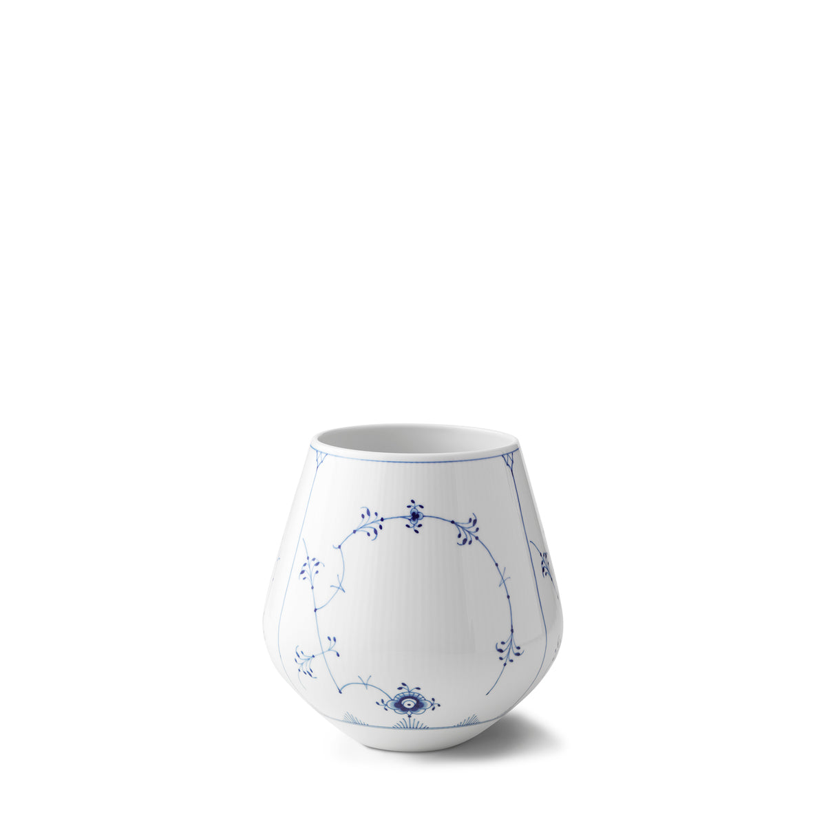 Blue Fluted Plain Vase 8"