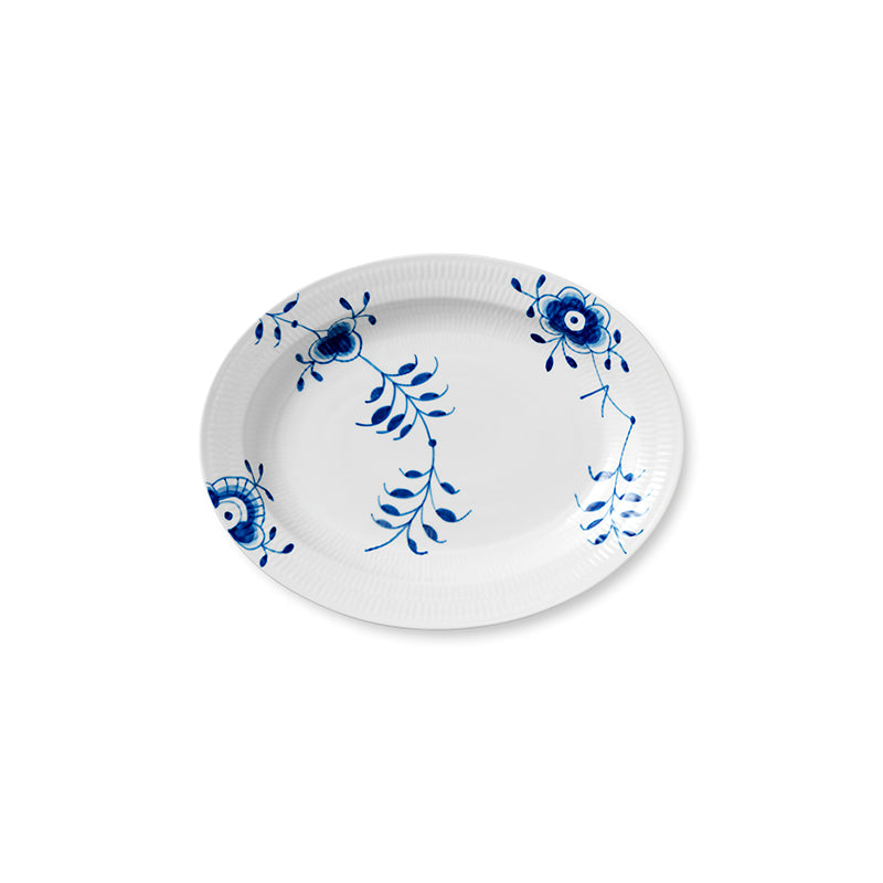 Blue Fluted Mega Oval Platter Large 14.25"