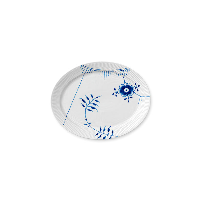 Blue Fluted Mega Oval Platter 13.5"