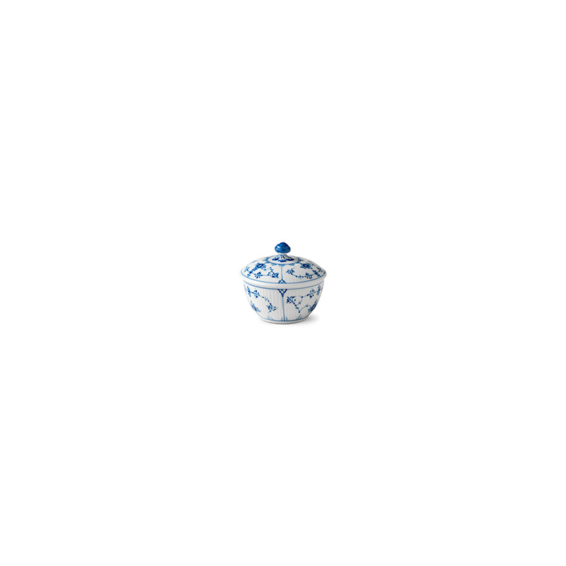 Blue Fluted Plain Sugar Bowl & Cover 15cl 5oz