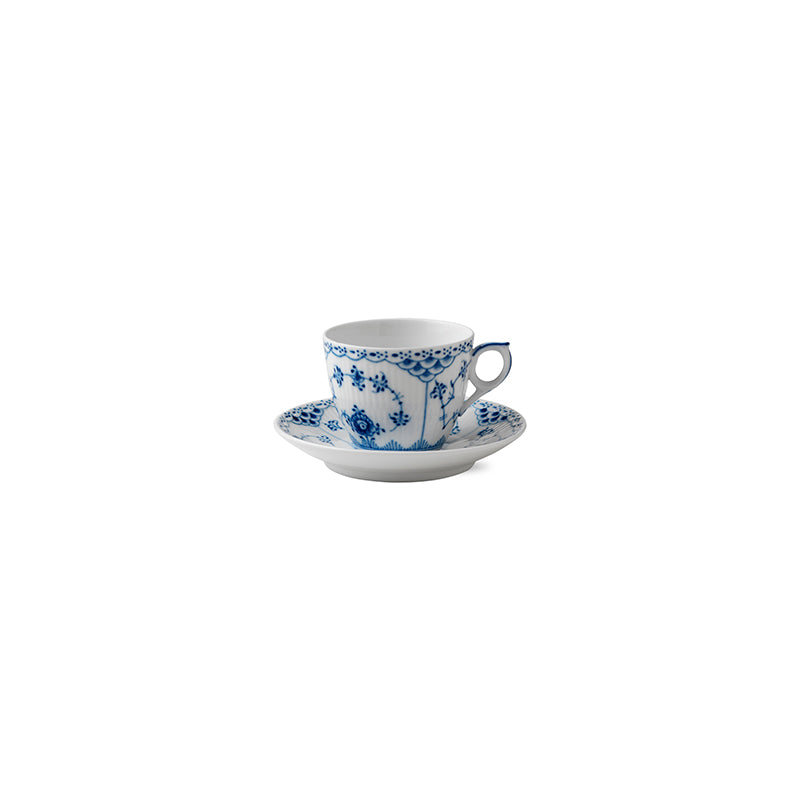 Blue Fluted Half Lace Coffee Cup & Saucer 5.75Oz