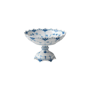 Blue Fluted Full Lace Footed Compote 11"