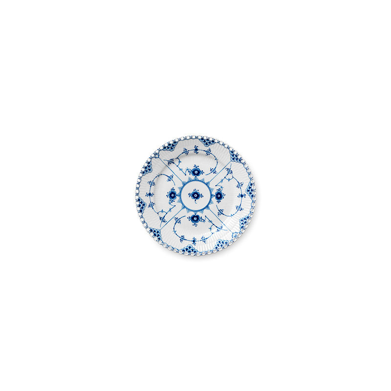 Blue Fluted Full Lace Dessert Plate 7.5"