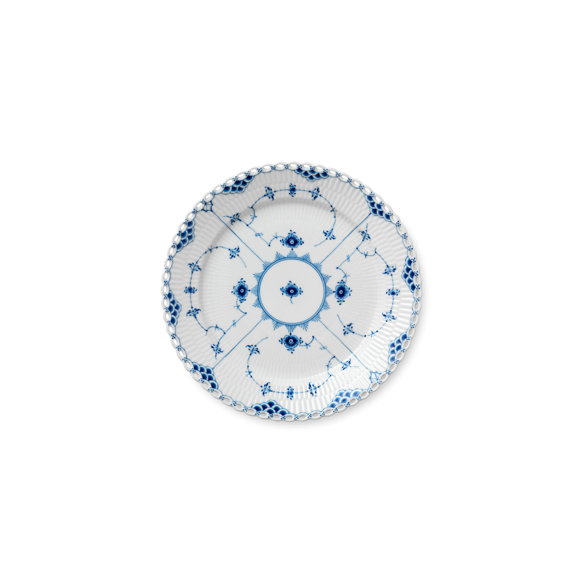 Blue Fluted Full Lace Dinner Plate 10.75"