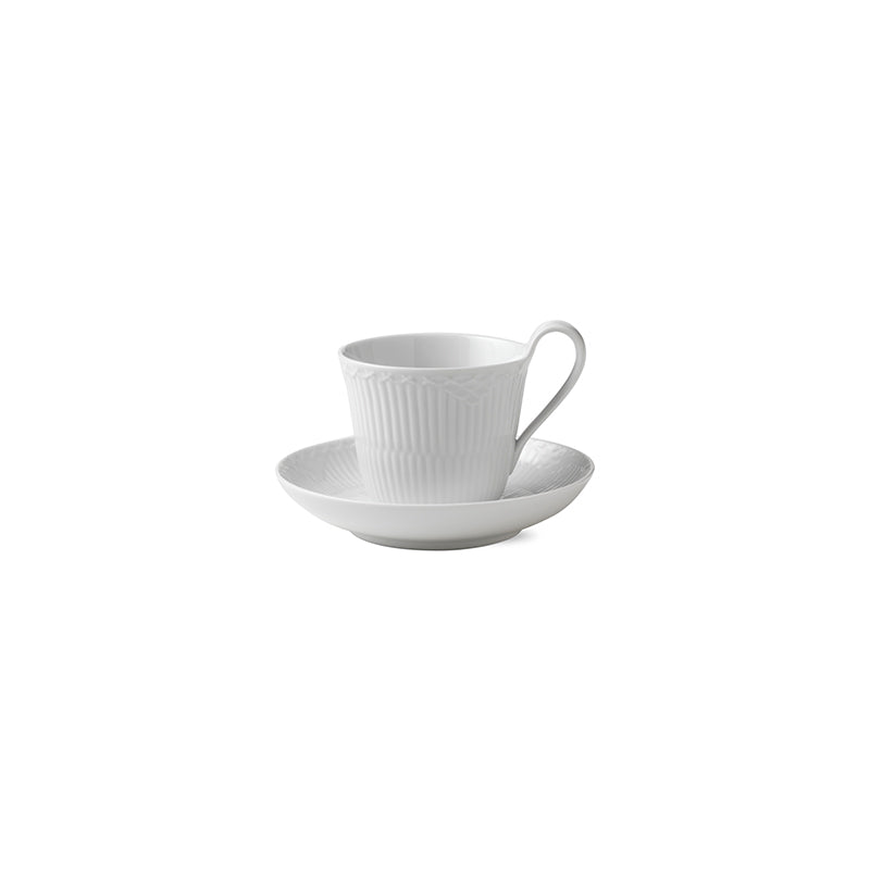 White Fluted Half Lace Cup & Saucer 25cl 8.45oz