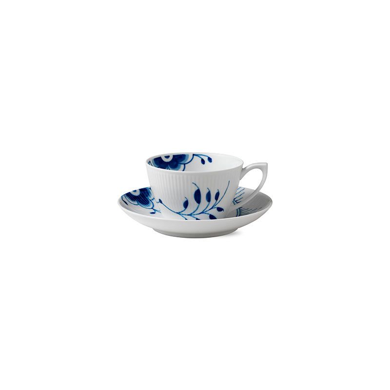 Blue Fluted Mega Tea Cup & Saucer 9.25Oz