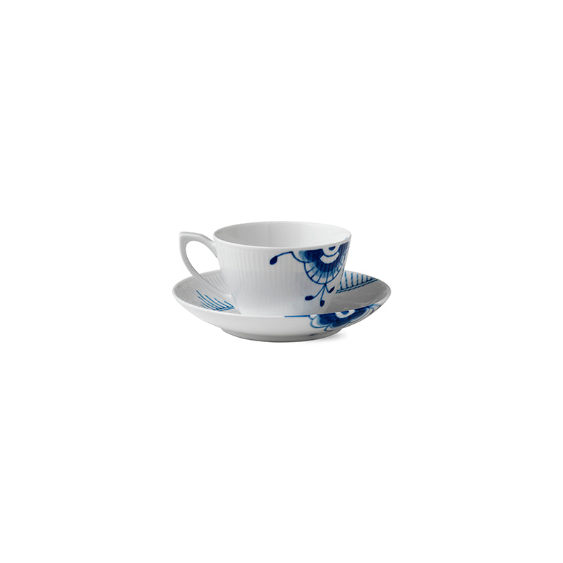 Blue Fluted Mega Tea Cup & Saucer 9.25Oz