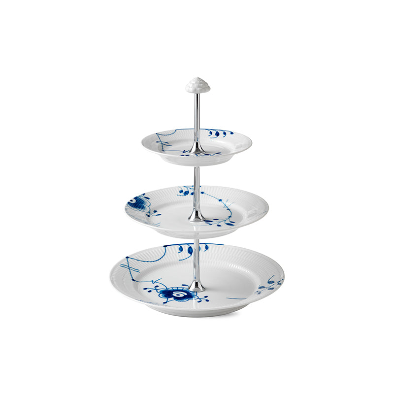 Blue Fluted Mega 3 Tier Etagere 13.75"