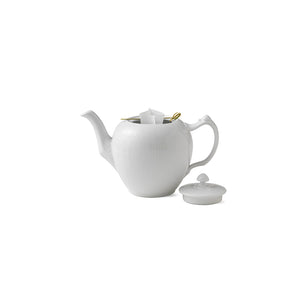 White Fluted Teapot 100cl 1qt